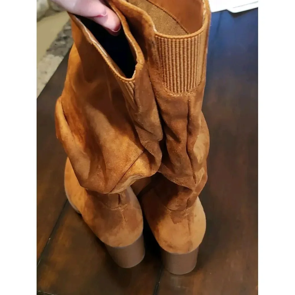 Kenneth Cole Reaction Sonia Slouch Boots‎ Women's Size 7.5 Caramel Brown